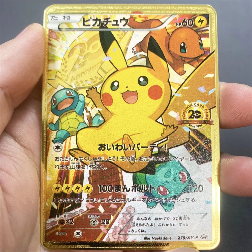Pokemon Metal Card 10000 Points Pikachu Charizard Arceus Card Golden English Mewtwo Vmax GX Anime Collection Battle Cards Gifts