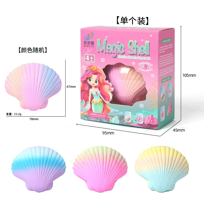 Soaking in water to hatch mermaid toys, colorful seashell girl princess bracelet blind box, expanding and expanding creativity