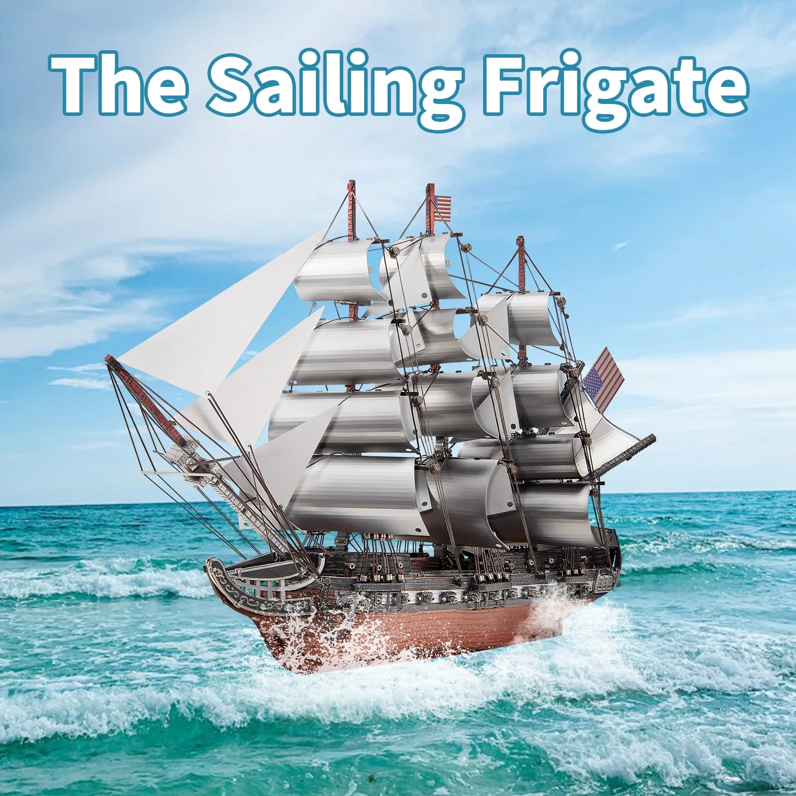 Piececool 3D Metal Puzzles Sailing Frigate Boat Model Building Kits Assembly DIY Kit for Adult Brain Teaser