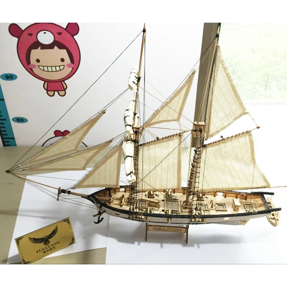 New Version Ancient Ship Model Building Kits Halcon 1840 CNC Brass Cannons Luxurious Sailboat English Instruction