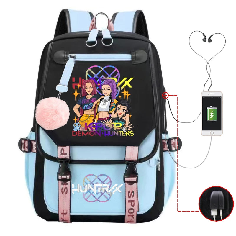 KPop Demon Hunters Backpack Students Large Capacity Backpack K-Pop Demon Hunters Fans Gift Girls School Bags Travel Backpack