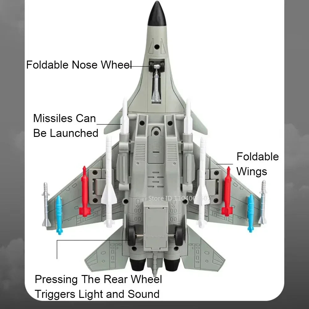 1:89 Scale J-15 Fighter Model Toy Alloy Military Aircraft Models Light Sound Pull Back Boys Birthday Airplane Collection Gifts