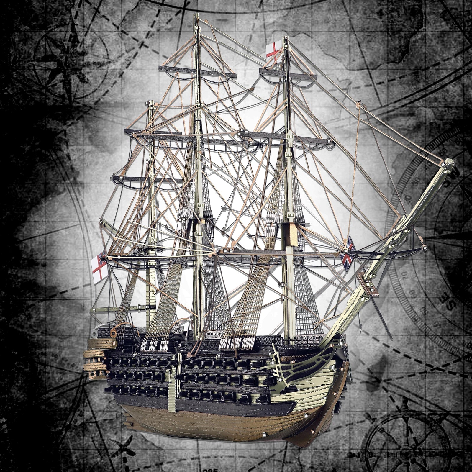 Piececool 3D Metal Puzzles HMS Victory Ship Model Jigsaw Set Assembly Model Kits for Adult Brain Teaser DIY Boat for Collection
