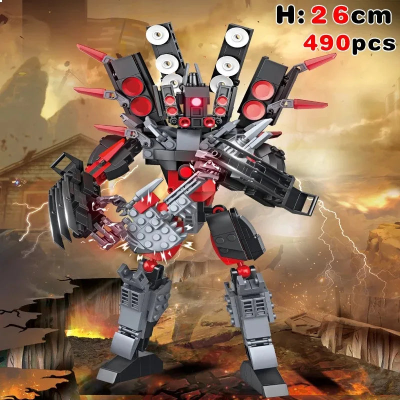 Skibidi Toilet Building Blocks Set Darkness Clock Man With Sword Guitor Speaker Man Titan Computer Man Toys For Boys Xmas Gifts