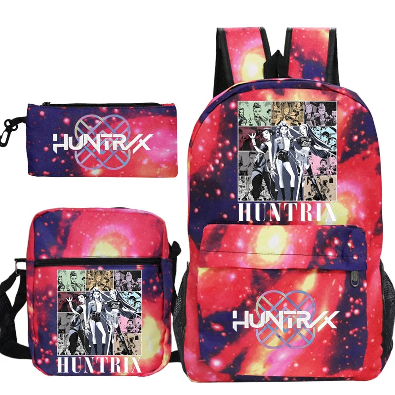 Kpop Demon Hunters Rumi Backpack for Girl Boy Students Anime Rucksack 3pcs Set Lightweight Children School Bags Travel Mochilas