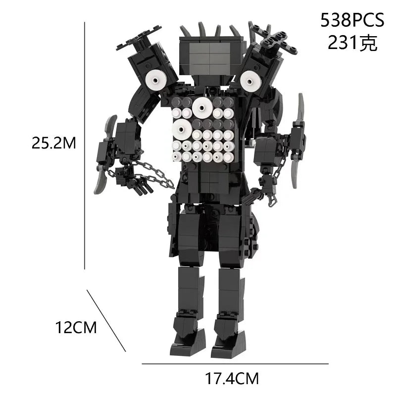 Skibidi Toilet Building Block Horror Game Titan Super Clockman TV Man Cartoon Doll Model Kids Halloween Birthday Gift