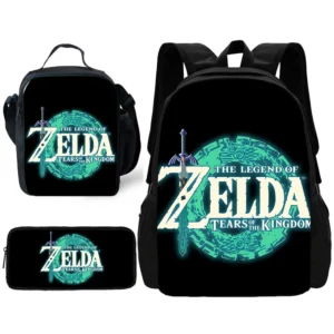 kf S14c8a559e22d47d28f2036b39a1a97afq Hot Games Zeldas of Legends 3 pcs set Child School Backpack with Lunch Bags Pencil Bags