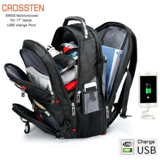kf S47cea547d59749eba9b716017d2b1ad29 Swiss Multifunctional bags Durable 17 Inch Laptop Backpack 45L Travel Bag College Bookbag USB Charging Port