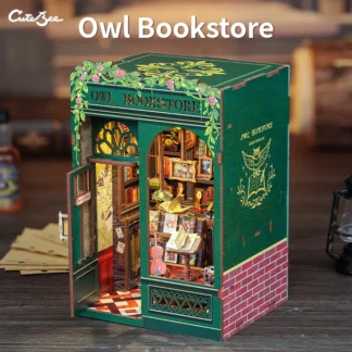 kf S88d72f9b8bdf4888ad40fc51a8f0c986q Cutebee Diy Mini Wooden Dollhouse Doll House With Furniture Light Casa Miniature Owl Bookstore For Toys