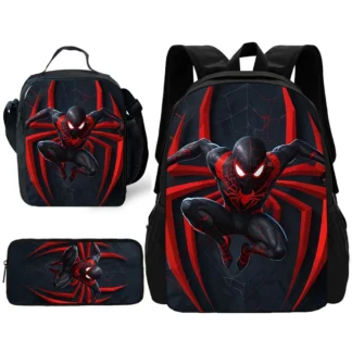 kf S91153d21a0374b9f9dbe224d2fde0784X 3 pcs set Cute anime Spiders man Child School Backpack with Lunch Bags Pencil Bags School