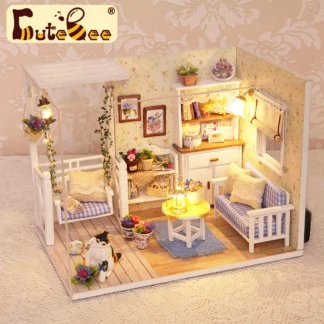 kf Sa30a0584bb4c406ea6ae5477c4a5f4f7S CUTEBEE Wooden Doll House 1 24 Handmade Miniature Doll House Model Building Kits Toy with Furniture