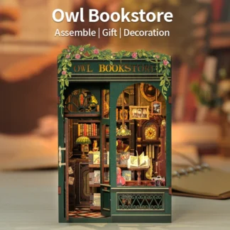 kf Sad85e23eab8c49e1906649623880032bF CUTEBEE DIY Book Nook Kit Miniature Wooden Dollhouse with Lights Bookshelf Insert 3D Puzzle Decor Model