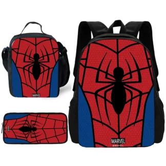 kf Sb829661553f64a5faced7a962654acfdd 3 pcs set Popular Movie Spiders man Child School Backpack with Lunch Bags Pencil Bags School