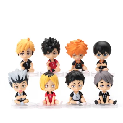 8 Pcs/Lot Haikyuu Q Ver. Volleyball Hinata Shoyo Sugawara Koushi Oikawa Tooru Model Figures Sitting Stands Ornaments Gifts - Image 4