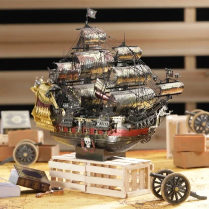 Piececool 3D Metal Puzzle The Queen Anne's Revenge Jigsaw Pirate Ship DIY Model for Teens Brain Teaser - Image 4