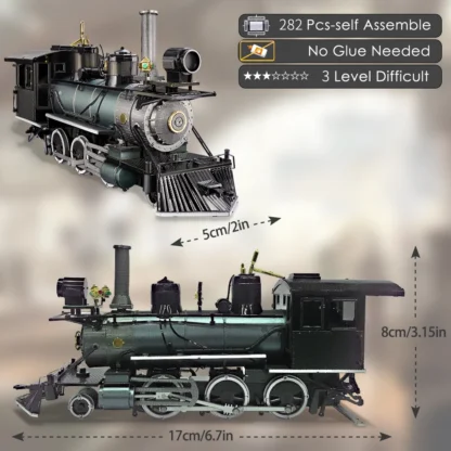 Piececool Puzzle 3d Metal Mogul Locomotive 282Pcs Assembly Model Building Kit DIY Toys for Adult - Image 3