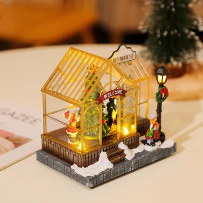 Christmas Scene Village Houses Collectible Buildings LED Tabletop Xmas House for Bedroom Indoor Living Room Desk Xmas Party - Image 2