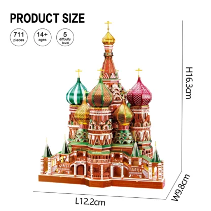 Piececool 3D Metal Puzzle Saint Basil's Cathedral Model Building Kits Jigsaw Teen Diy Toys - Image 3