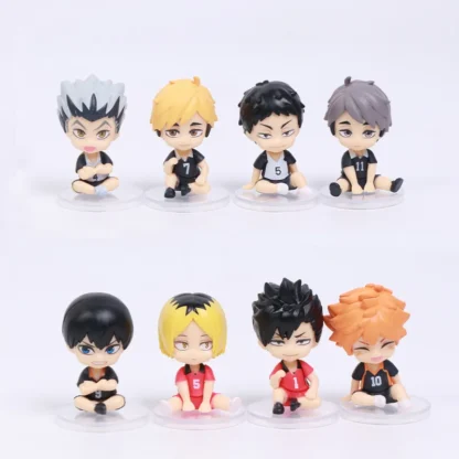 8 Pcs/Lot Haikyuu Q Ver. Volleyball Hinata Shoyo Sugawara Koushi Oikawa Tooru Model Figures Sitting Stands Ornaments Gifts - Image 6