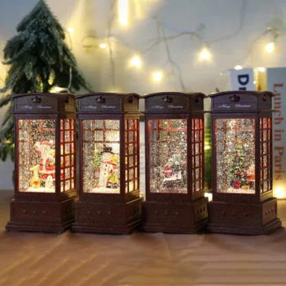 2023 New Christmas Decoration 2024 New Year Gift Windshield Music Box Snowy Medium Santa Claus Phone Booth Water Lamp Decoration - Image 2