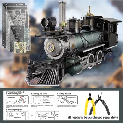 Piececool Puzzle 3d Metal Mogul Locomotive 282Pcs Assembly Model Building Kit DIY Toys for Adult - Image 2