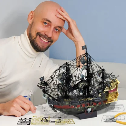 Piececool 3D Metal Puzzle The Queen Anne's Revenge Jigsaw Pirate Ship DIY Model for Teens Brain Teaser - Image 3