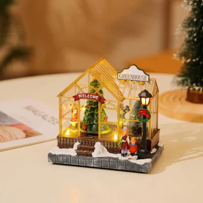 Christmas Scene Village Houses Collectible Buildings LED Tabletop Xmas House for Bedroom Indoor Living Room Desk Xmas Party - Image 4