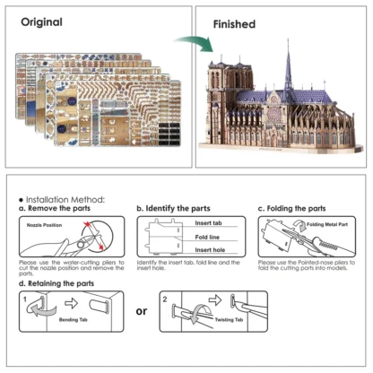 Piececool 3D Metal Puzzle Notre Dame de Paris Model Building Kits DIY Jigsaw Teens Toys for Brain Teaser - Image 5