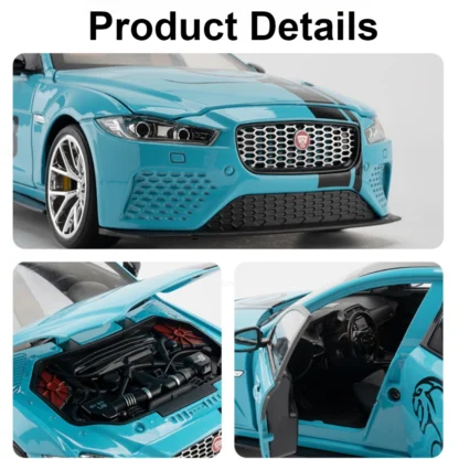 Large Size 1:18 JAGUAR XE SV Project 8 Toy Model Car Diecast Alloy Sports Cars Doors Opened Sound Light Pull Back Gifts for Boys 2