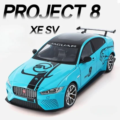 Large Size 1:18 JAGUAR XE SV Project 8 Toy Model Car Diecast Alloy Sports Cars Doors Opened Sound Light Pull Back Gifts for Boys 1