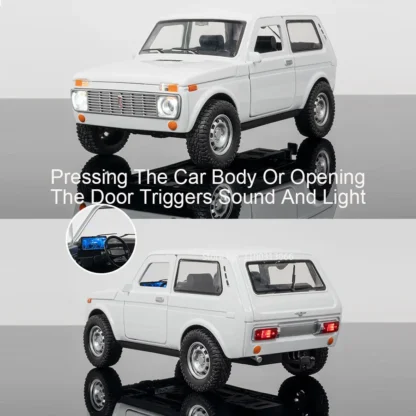 Big 1/18 Russia Lada Niva Model Car Toys Alloy Diecast Doors Can Opened SUV Models Rubber Tires Off-road Friend Birthday Gift 2