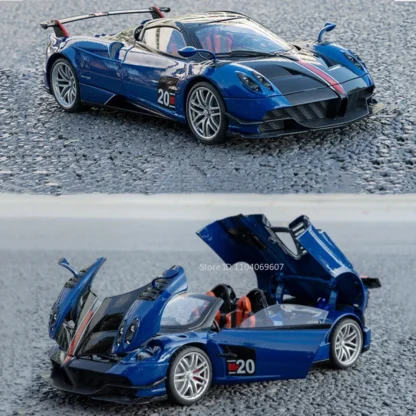 1:18 Pagani Huayra Roadster BC Car Toys Alloy Diecast Models Doors Opened Shock Absorption Collection Racing Vehicle for Boys 6