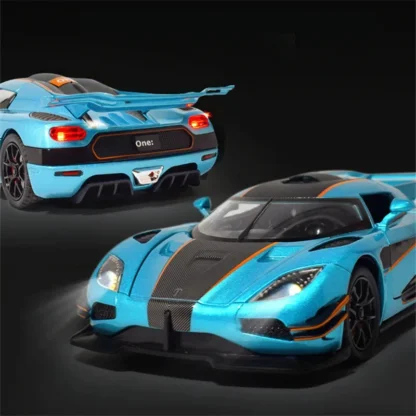 1:24 ONE 1 Alloy Sports Car Model Diecasts Metal Racing Car Model High Simulation Sound and Light Childrens Toys Gift 3