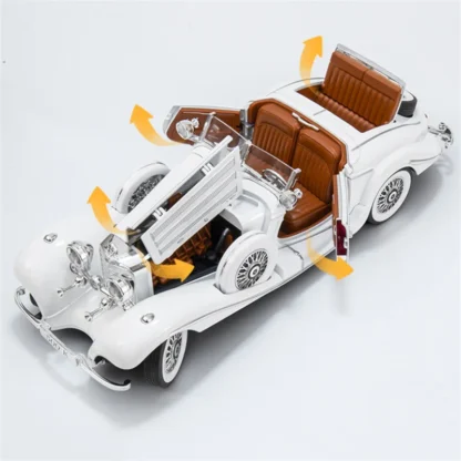 1:18 1936 Benzs 500K Alloy Classic Car Model Diecast Metal Retro Vehicles Car Model Simulation Sound and Light Children Toy Gift 6