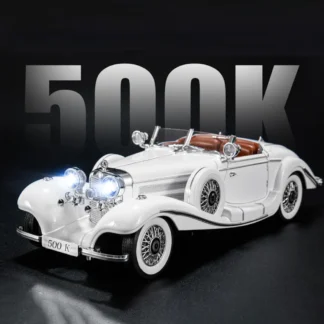 Large Scale 1:18 Benz 500K Classic Car Model Toy Shock Absorption Music Light Doors Opened Retro Vehicle Models Ornaments Gifts 1