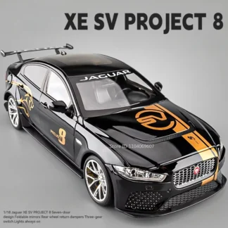 1:18 Jaguar XE Svproject 8 Car Toy Models Alloy Diecast 4 Doors Opened Sound Light Shock Absorption Racing Cars For Kids Gifts 1