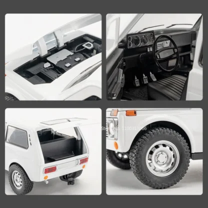 Big 1/18 Russia Lada Niva Model Car Toys Alloy Diecast Doors Can Opened SUV Models Rubber Tires Off-road Friend Birthday Gift 5