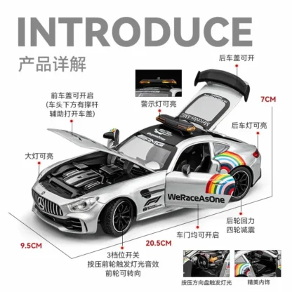 1:24 Mercedes-Benz GTR F1 safety car Alloy Model Scale Car Diecast Metal Sound＆Light Collecties Children Toy Vehicles Gift C382 3