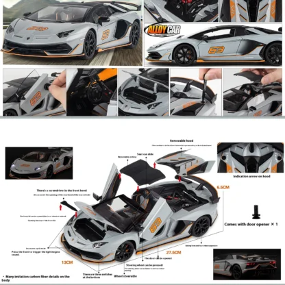 1:18 Scale SVJ63 Alloy Car Toy Model with Sound & Light Effects - Realistic Detail for Kids' Playtime & Collectors' Delight 3