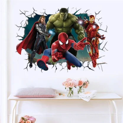 MINISO 3D Marvel Avengers Wall Stickers For Kids Rooms Living Room Bedroom Wall Decoration Boys Gifts uperheroes Movie Poster 4