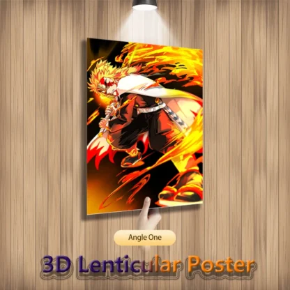 Rengoku Akaza Demon Slayer Anime 3D Motion Lenticular Poster For Room Decor Art Print(Without Frame) 2