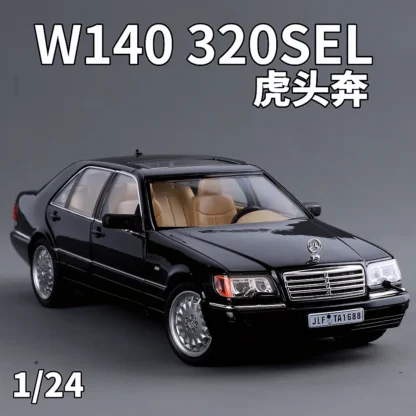 1:24 Mercedes-Benz W140 320SEL High Simulation Diecast Car Metal Sound Light Alloy Model Car Children's Toys Collection Gifts 1