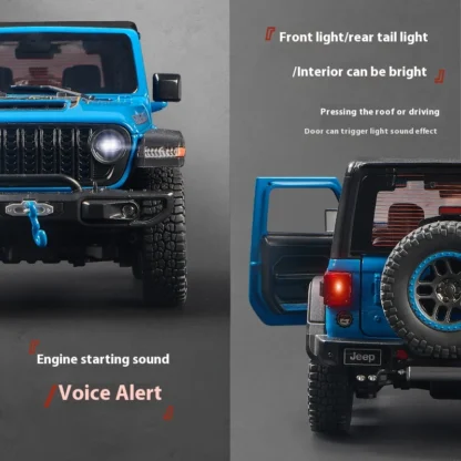 1:18 Scale Jeep Wrangler Alloy Model Car Toy with Sound & Light Effects - Perfect Gift for Kids & Collectors! 3