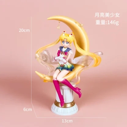 Kawaii Sailor Moon Figures Anime Cute Tsukino Usagi Model Moon Cartoon Statue Hobby Toy Dolls Collection Boys Girls Xmas Gift 4