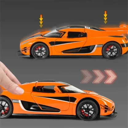 1:24 ONE 1 Alloy Sports Car Model Diecasts Metal Racing Car Model High Simulation Sound and Light Childrens Toys Gift 6