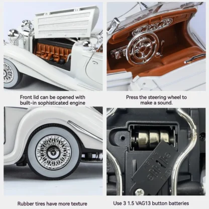 1:24 Alloy Vintage Car Model, Classic for 500K and CLK-GTR Series, Suitable for Youth Collection and Display 5