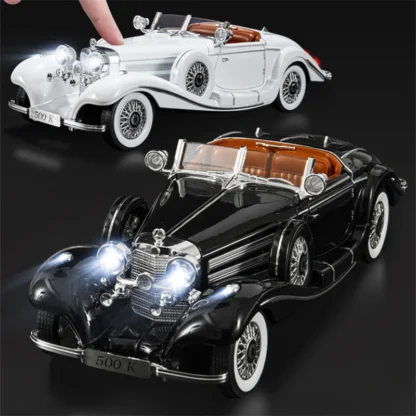 1:18 1936 Benzs 500K Alloy Classic Car Model Diecast Metal Retro Vehicles Car Model Simulation Sound and Light Children Toy Gift 3