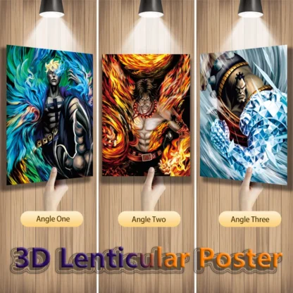 Anime One Piece 3D Lenticular Poster ACE Marco Jozu Flip Gradient Print Gifts Room Decor Wall Art(Without Frame) 1