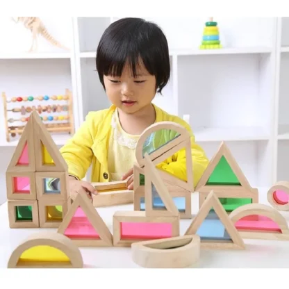 Montessori rainbow building blocks baby early education creative intellectual wooden Toys For Children Birthday Gift - Image 3