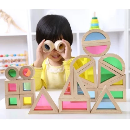 Montessori rainbow building blocks baby early education creative intellectual wooden Toys For Children Birthday Gift - Image 2